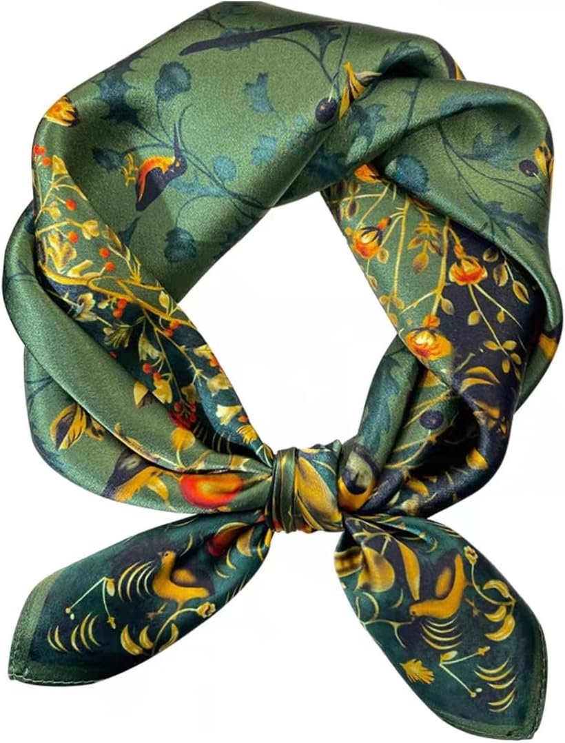 100% Silk Square Scarf for Hair-25.6" Women Men Neckerchief & Headscarf
