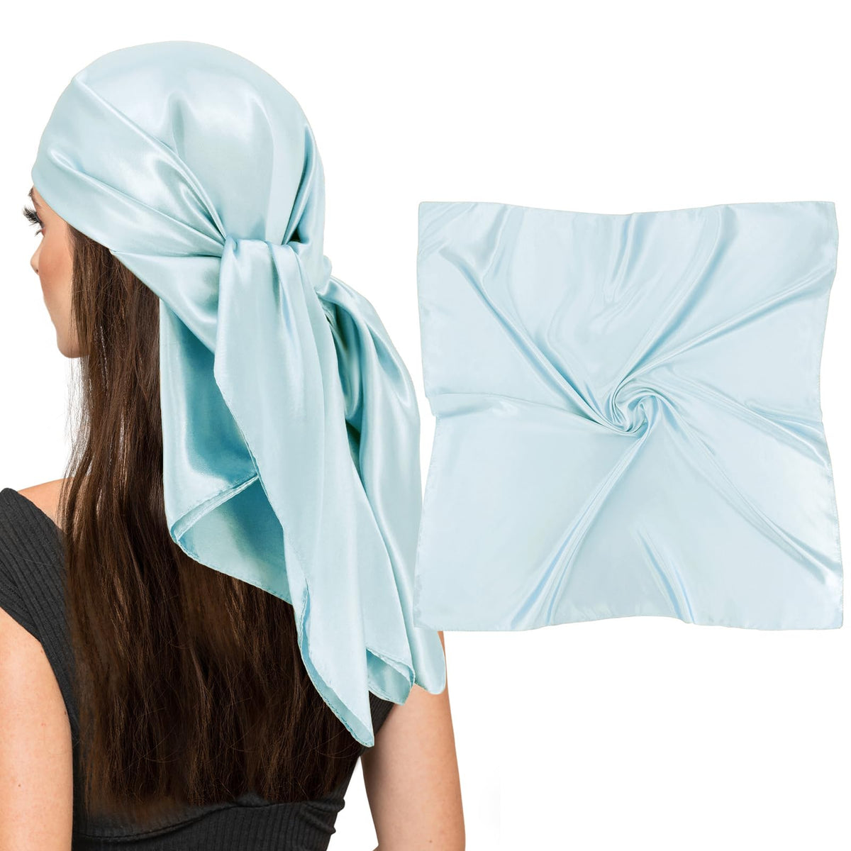 vimate 35" Square Silk Like Head Scarf - Women's Fashion Satin Scarf Bandana for Hair Wrapping at Night.