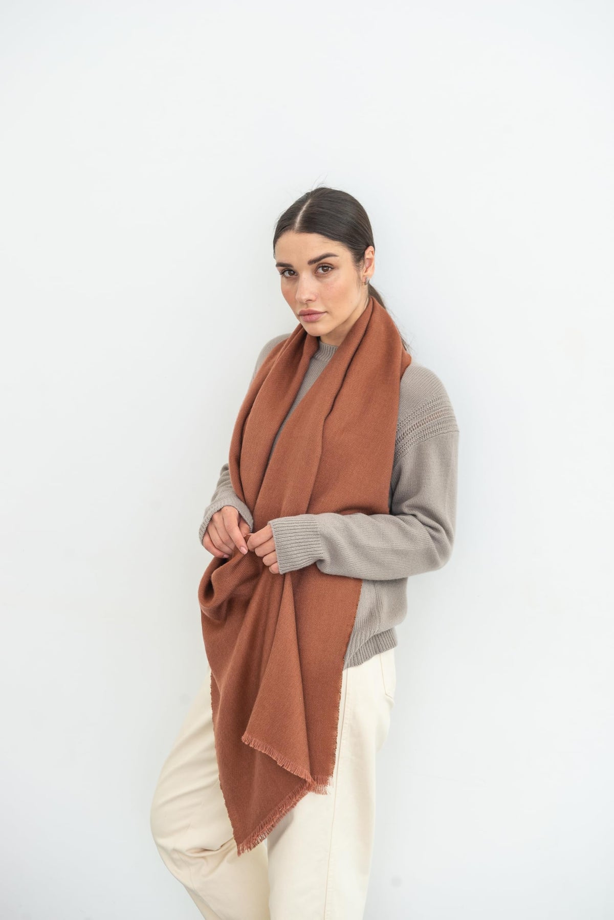 Italian Broad 70% Cashmere and 30% Silk Scarf Shawl Wrap Stole of Premium Quality Super Soft Made in Italy for Woman