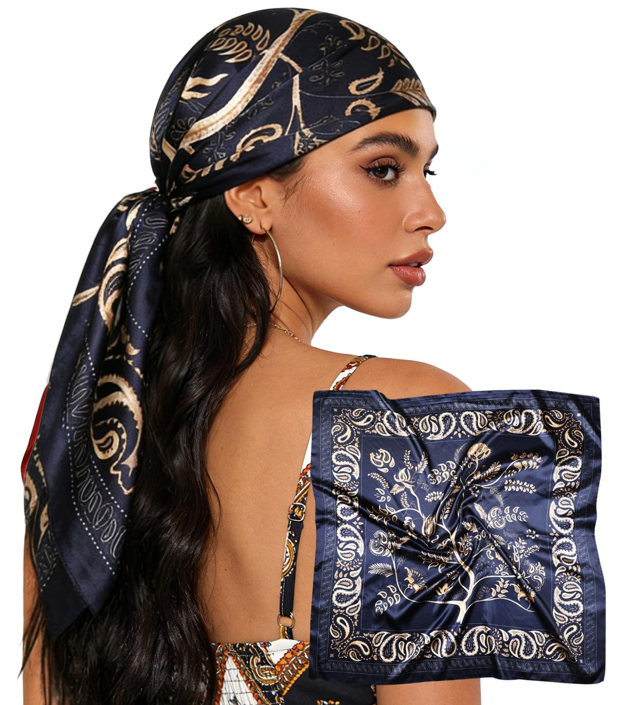 Sumolux Head Hair Scarf for Women 35" Like Satin Silk Hair Wrapping Bandana
