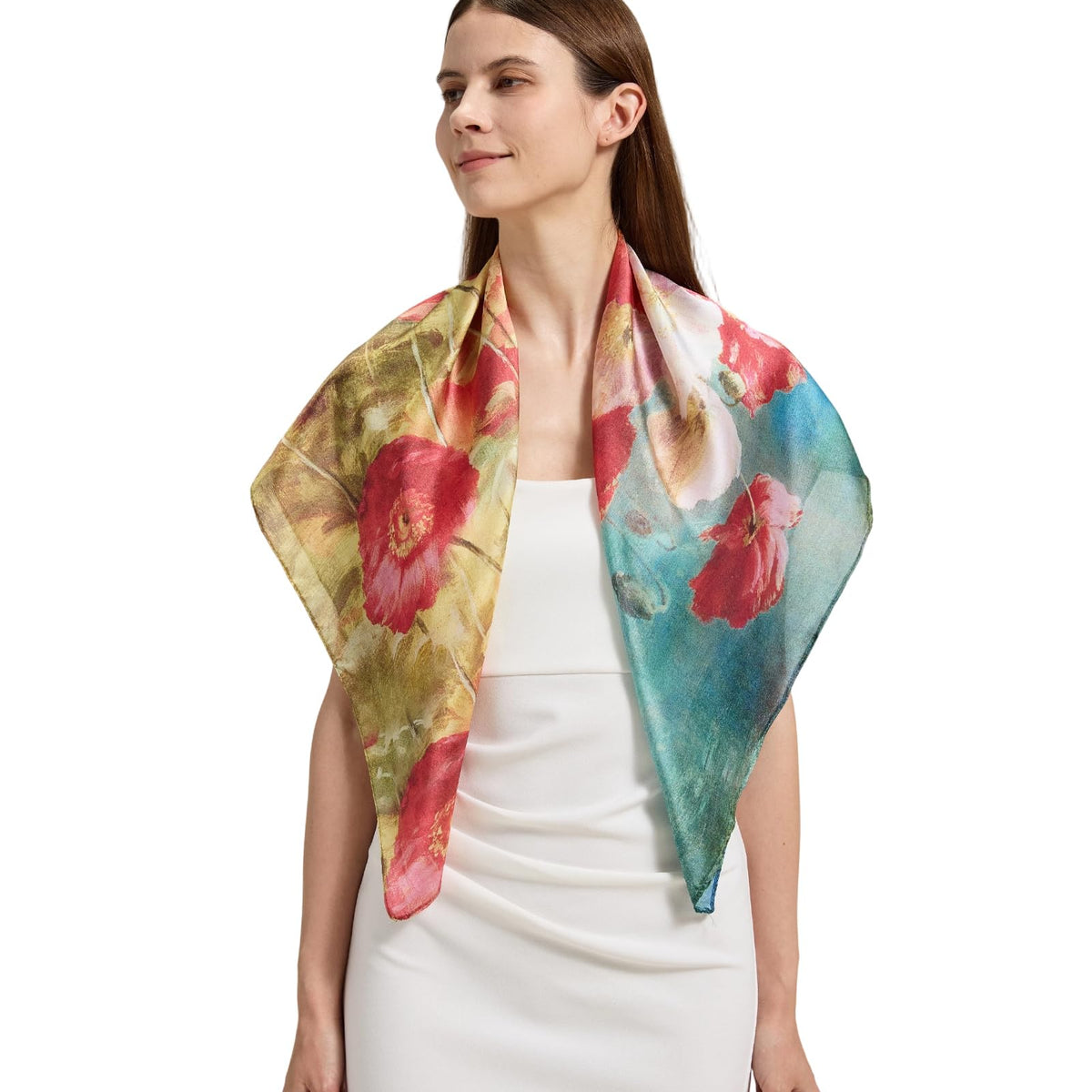 100% Mulberry Silk Head Scarf for Hair-Women's 35'' Square Silk Neck Scarf for Sleeping Wrap at Night