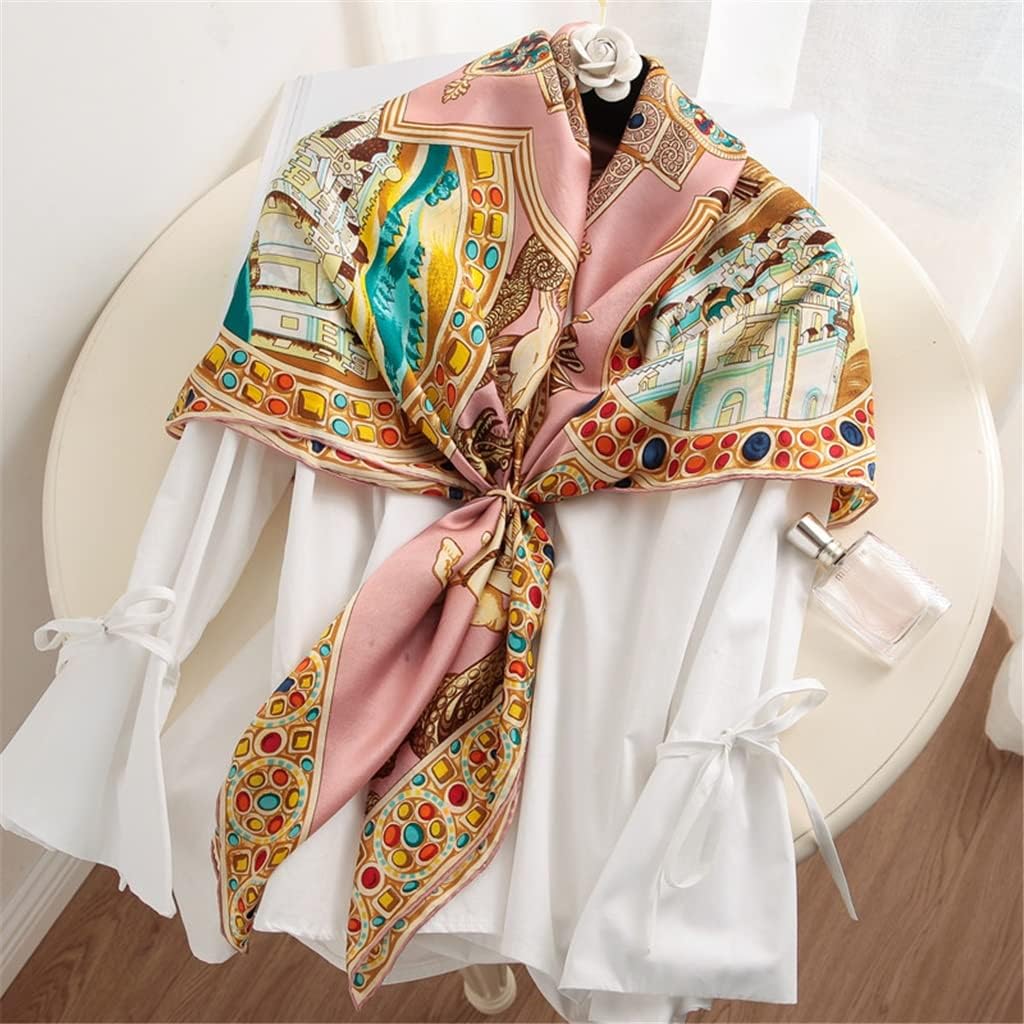 Euro‑American Plain Crepe‑Satin Large‑Square Silk Scarf