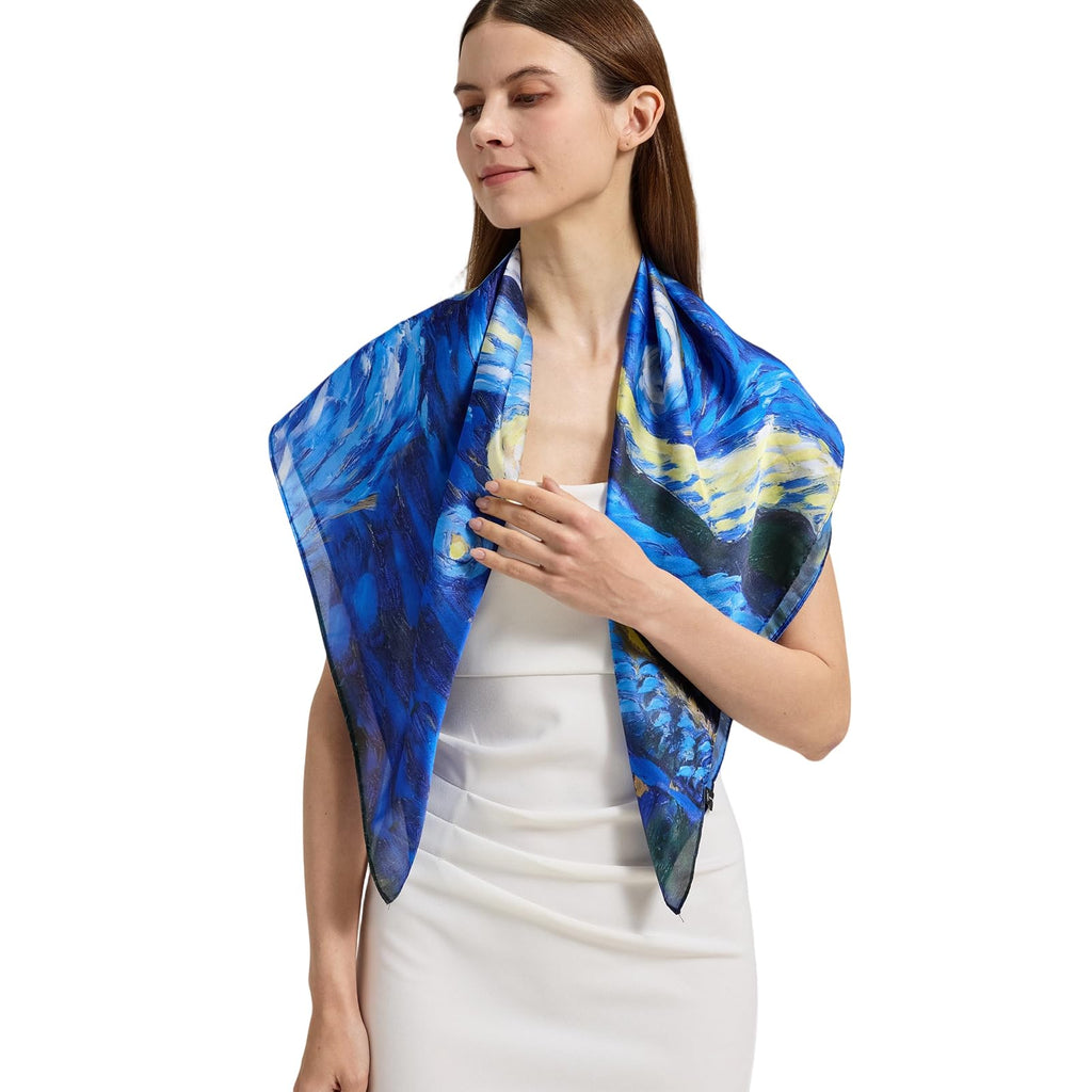 100% Mulberry Silk Head Scarf for Hair-Women's 35'' Square Silk Neck Scarf for Sleeping Wrap at Night
