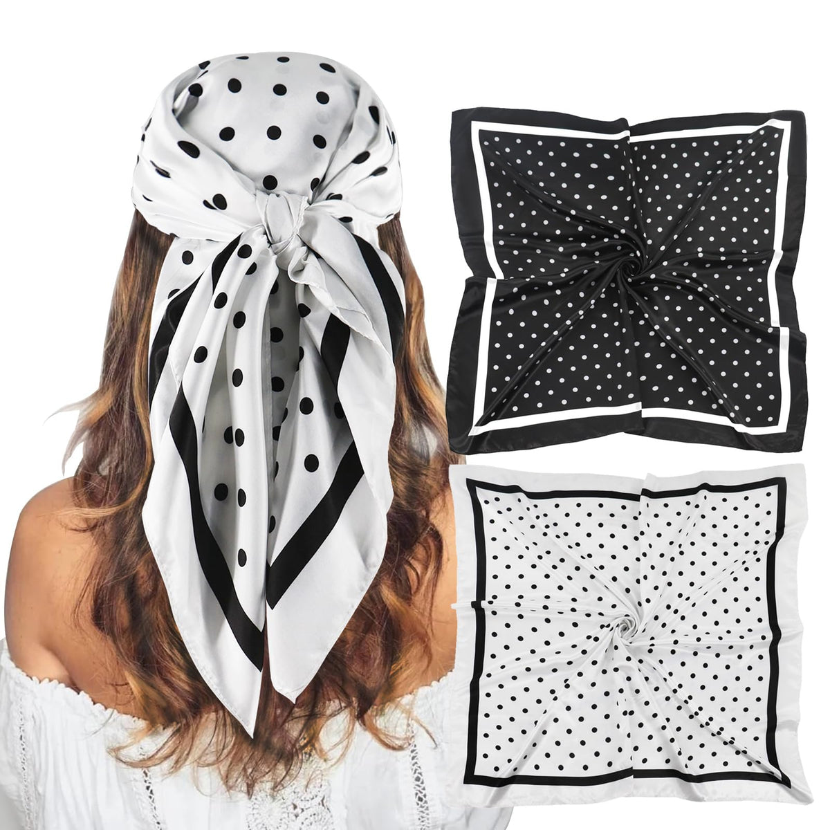 vimate 35" Square Silk Like Head Scarf - Women's Fashion Satin Scarf Bandana for Hair Wrapping at Night.