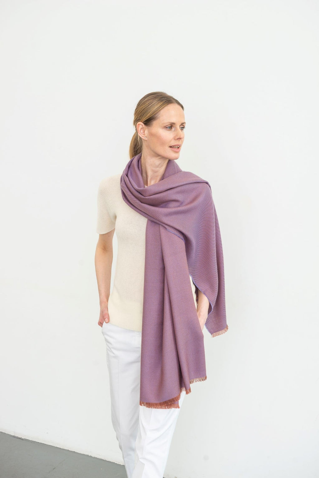 Italian Broad 70% Cashmere and 30% Silk Scarf Shawl Wrap Stole of Premium Quality Super Soft Made in Italy for Woman