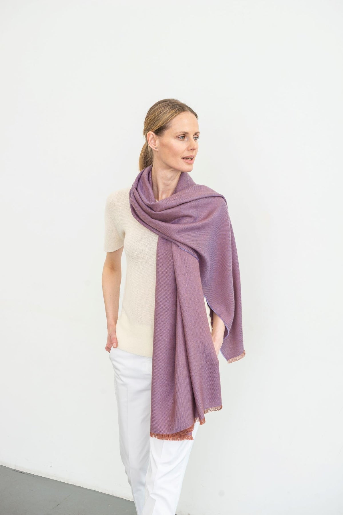 Italian Broad 70% Cashmere and 30% Silk Scarf Shawl Wrap Stole of Premium Quality Super Soft Made in Italy for Woman