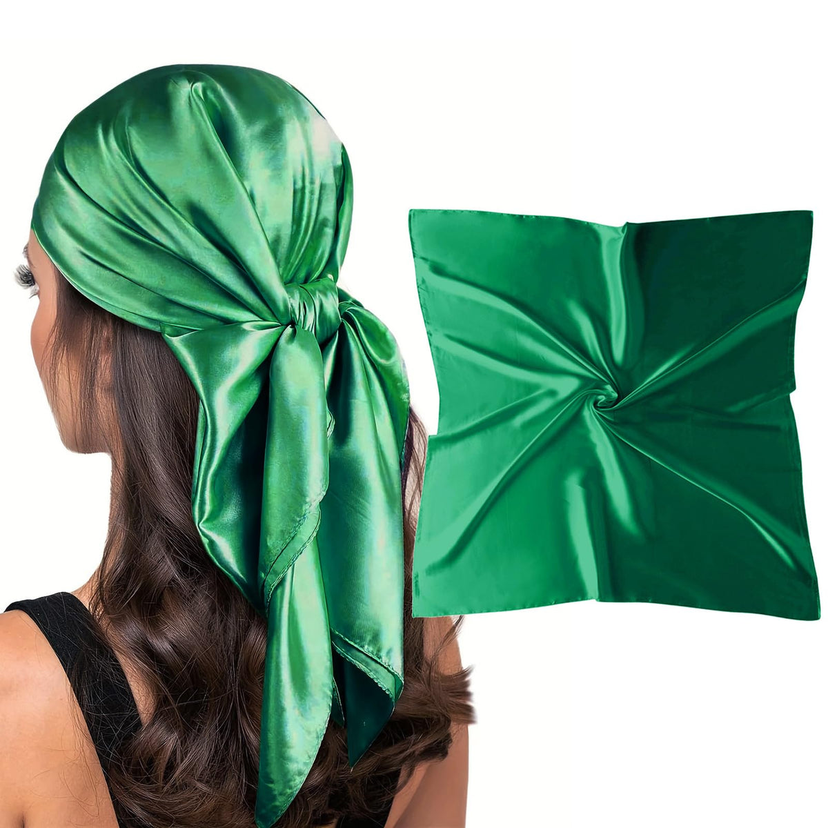 vimate 35" Square Silk Like Head Scarf - Women's Fashion Satin Scarf Bandana for Hair Wrapping at Night.