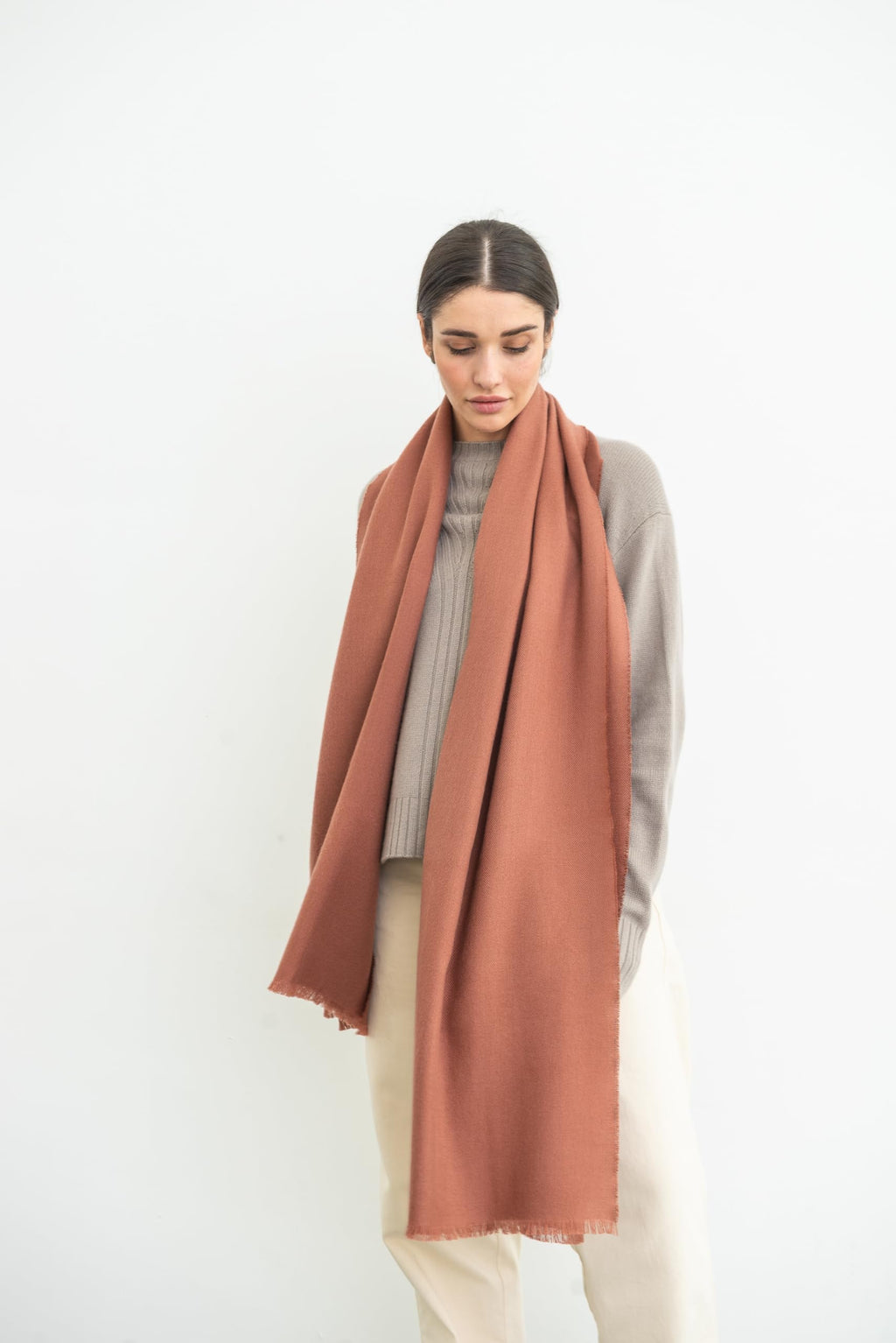 Italian Broad 70% Cashmere and 30% Silk Scarf Shawl Wrap Stole of Premium Quality Super Soft Made in Italy for Woman