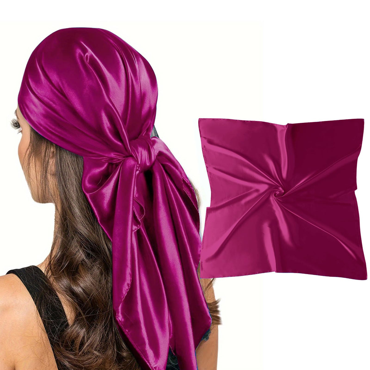 vimate 35" Square Silk Like Head Scarf - Women's Fashion Satin Scarf Bandana for Hair Wrapping at Night.