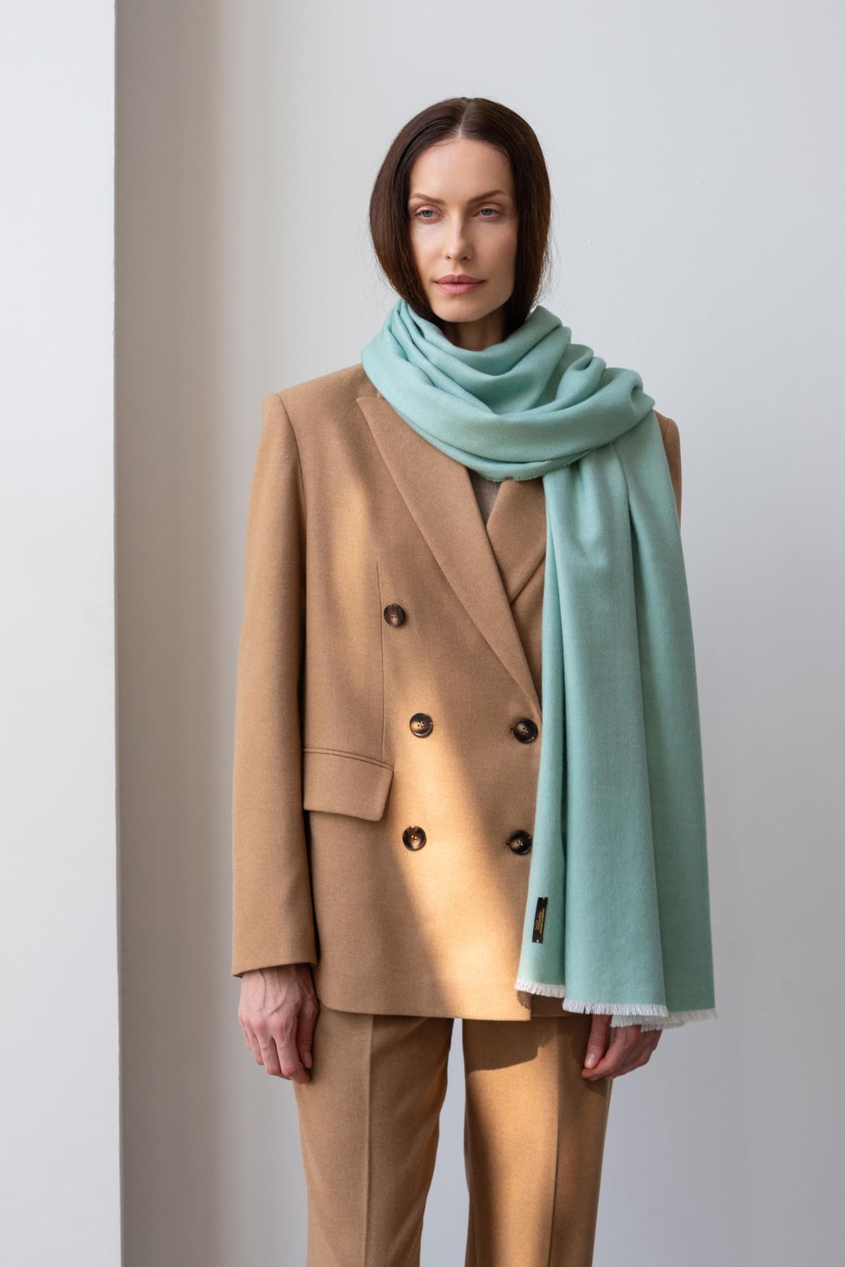 Italian Broad 70% Cashmere and 30% Silk Scarf Shawl Wrap Stole of Premium Quality Super Soft Made in Italy for Woman