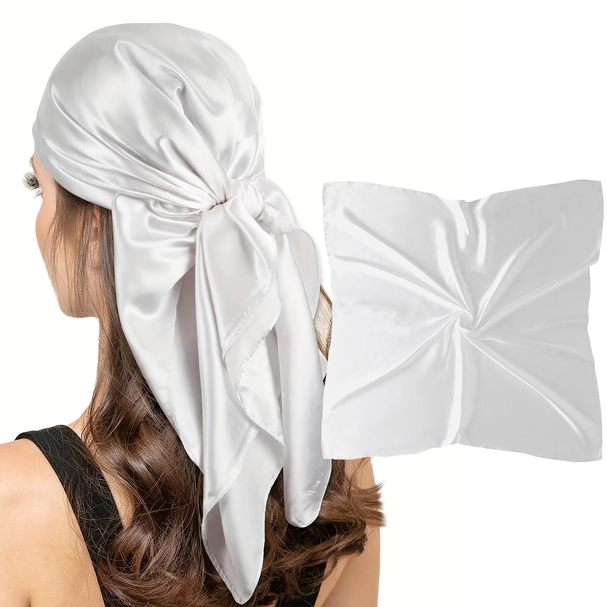 vimate 35" Square Silk Like Head Scarf - Women's Fashion Satin Scarf Bandana for Hair Wrapping at Night.