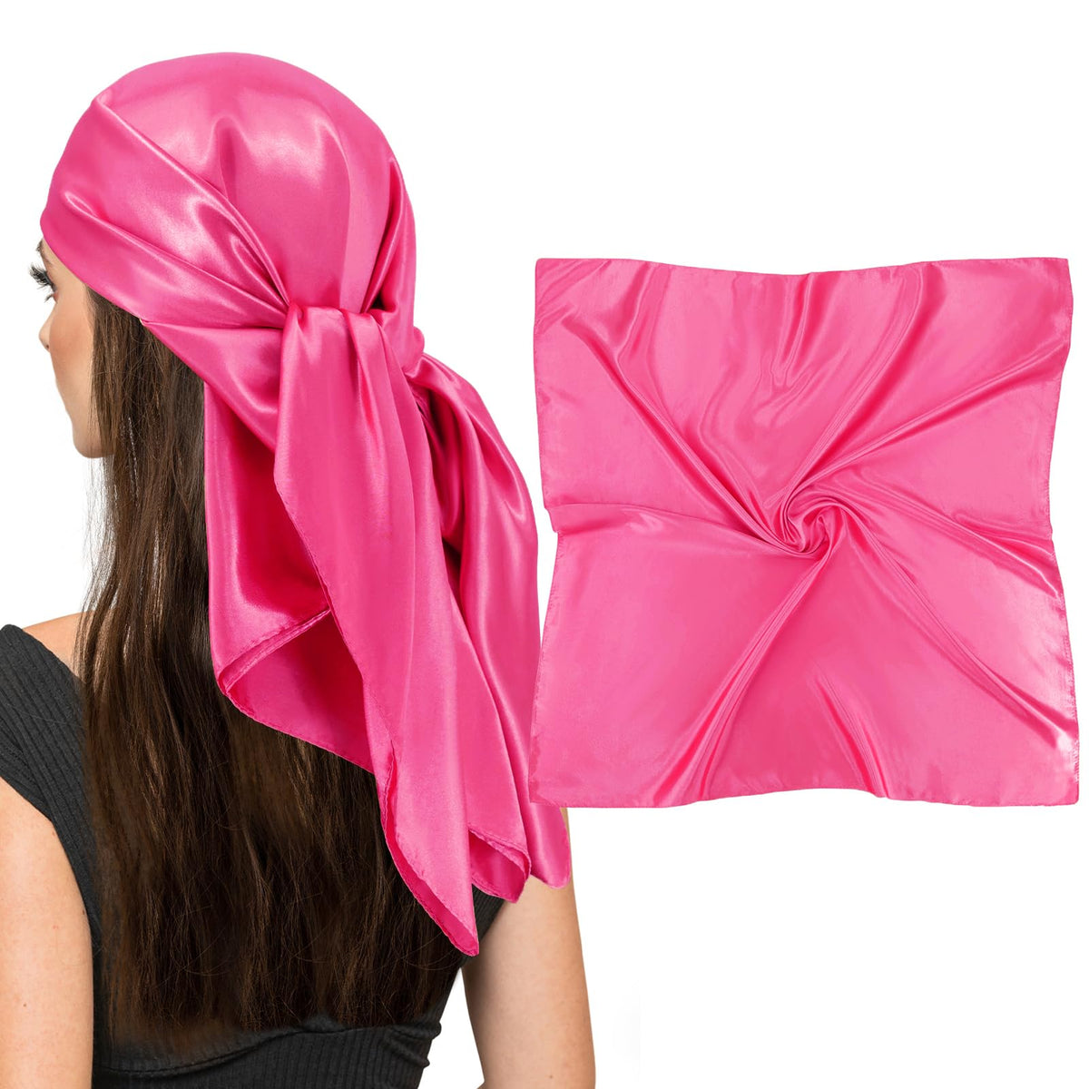 vimate 35" Square Silk Like Head Scarf - Women's Fashion Satin Scarf Bandana for Hair Wrapping at Night.