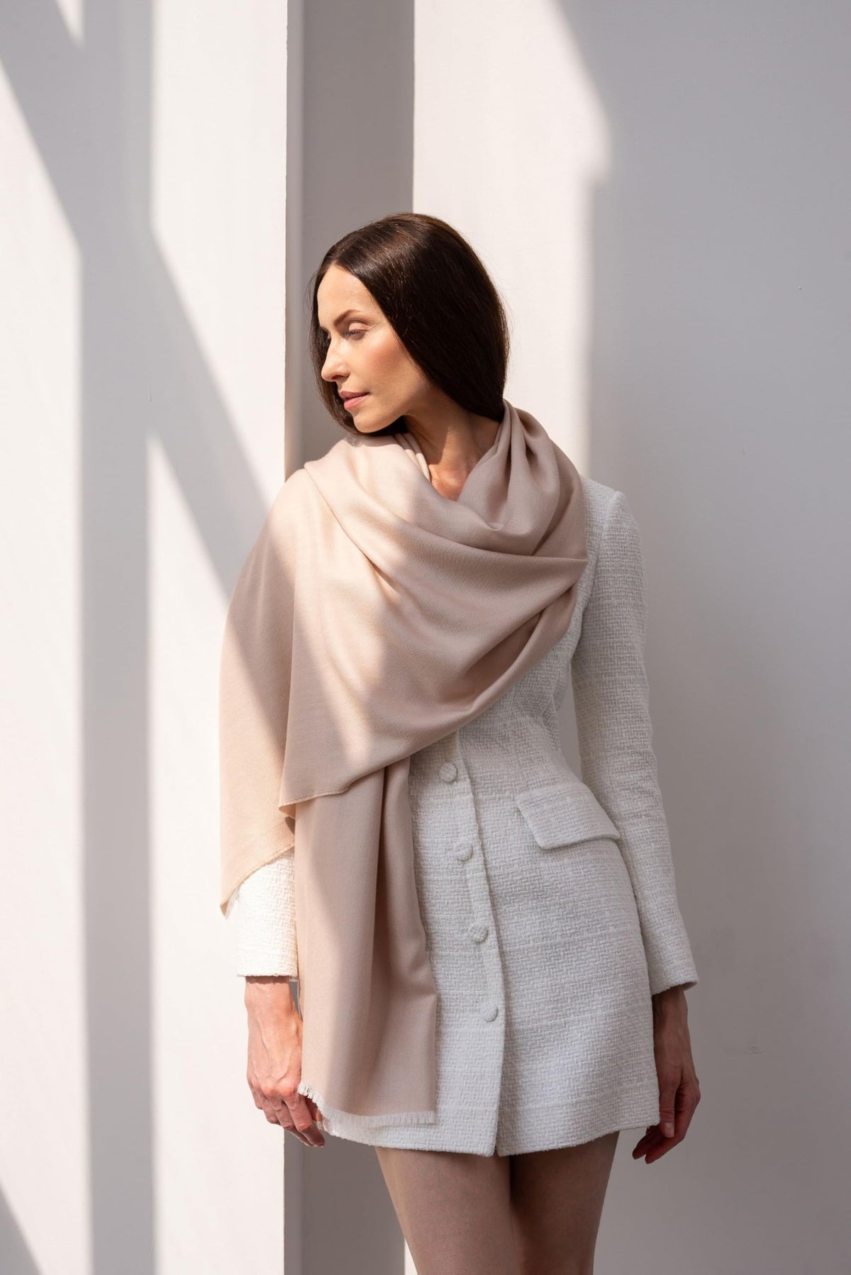 Italian Broad 70% Cashmere and 30% Silk Scarf Shawl Wrap Stole of Premium Quality Super Soft Made in Italy for Woman