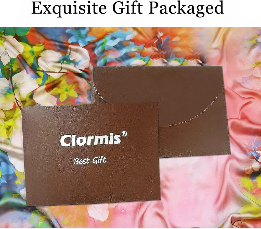 Ciormis 100% Mulberry Silk Scarf-Women's 21''/27''Square Silk Hair Head Scarf Neckerchief with Gift Packaged