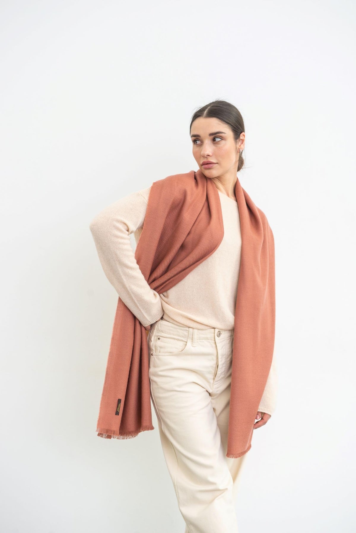 Italian Broad 70% Cashmere and 30% Silk Scarf Shawl Wrap Stole of Premium Quality Super Soft Made in Italy for Woman