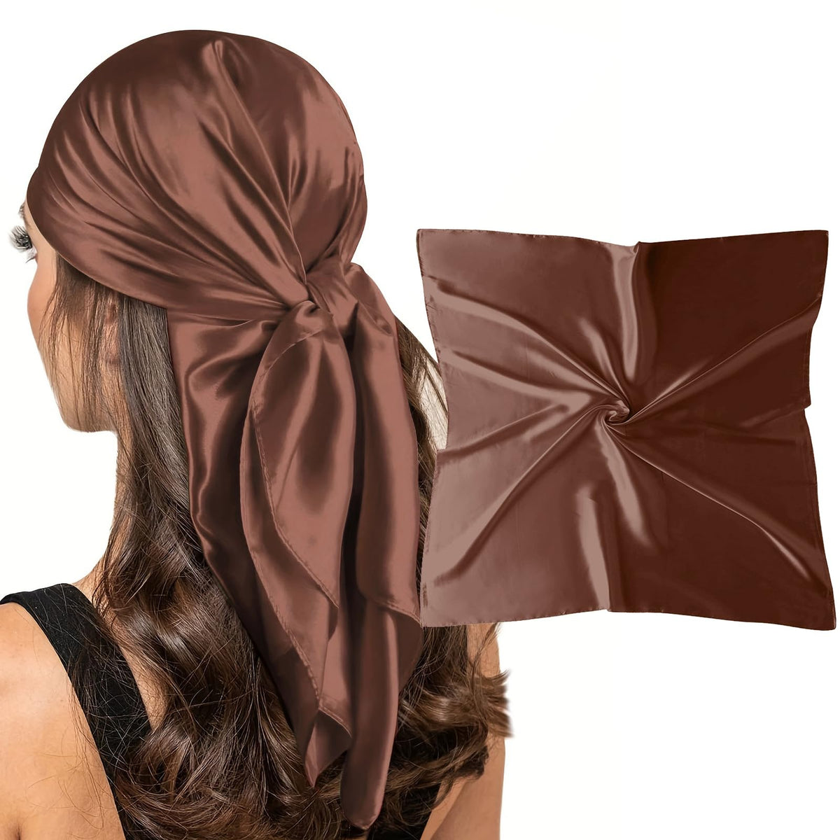 vimate 35" Square Silk Like Head Scarf - Women's Fashion Satin Scarf Bandana for Hair Wrapping at Night.