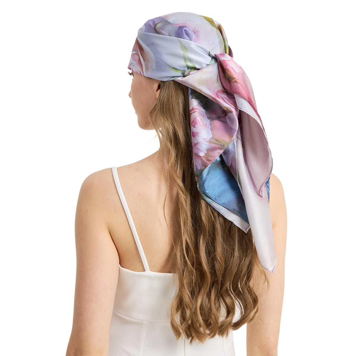 100% Mulberry Silk Head Scarf for Hair-Women's 35'' Square Silk Neck Scarf for Sleeping Wrap at Night