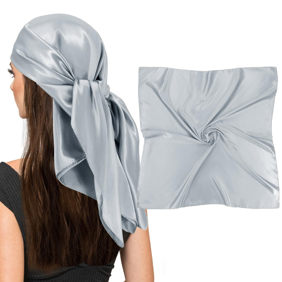 vimate 35" Square Silk Like Head Scarf - Women's Fashion Satin Scarf Bandana for Hair Wrapping at Night.