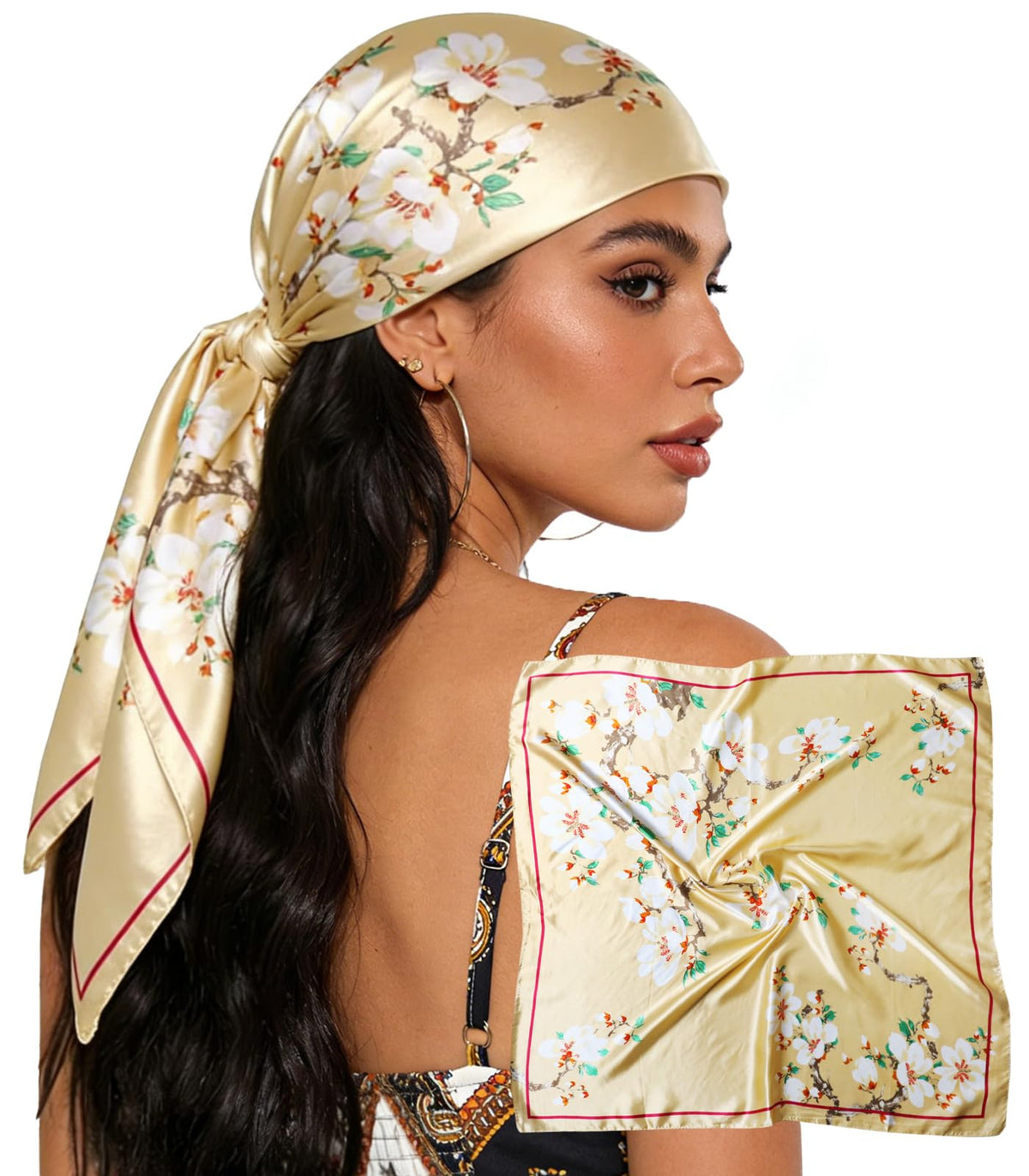 Sumolux Head Hair Scarf for Women 35" Like Satin Silk Hair Wrapping Bandana
