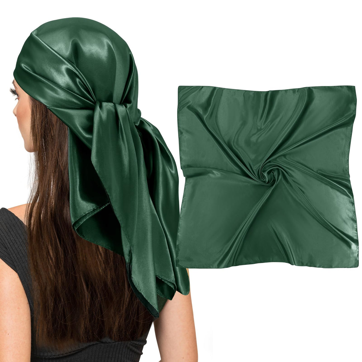 vimate 35" Square Silk Like Head Scarf - Women's Fashion Satin Scarf Bandana for Hair Wrapping at Night.