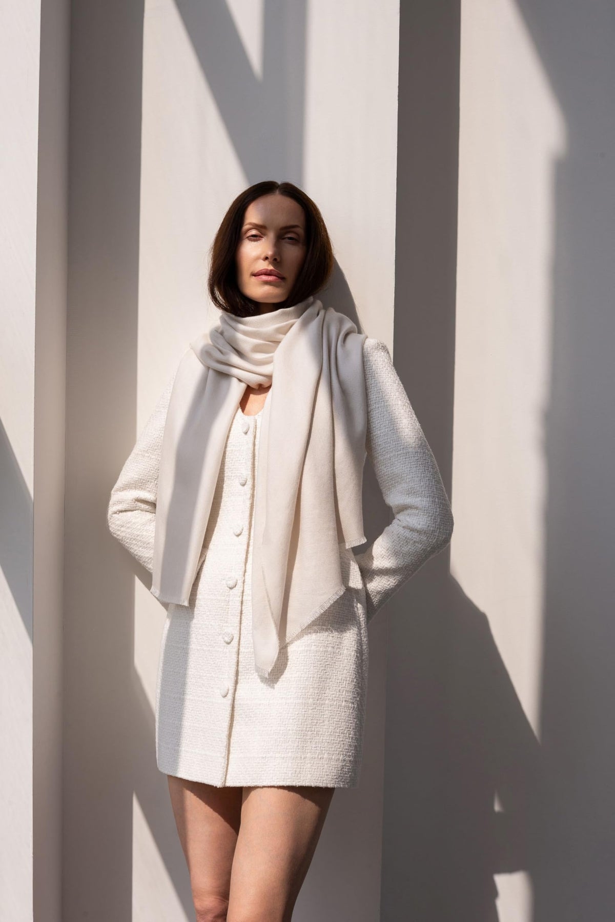 Italian Broad 70% Cashmere and 30% Silk Scarf Shawl Wrap Stole of Premium Quality Super Soft Made in Italy for Woman