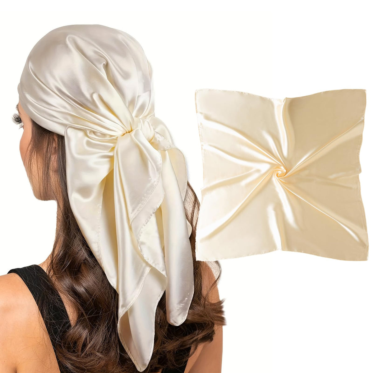 vimate 35" Square Silk Like Head Scarf - Women's Fashion Satin Scarf Bandana for Hair Wrapping at Night.