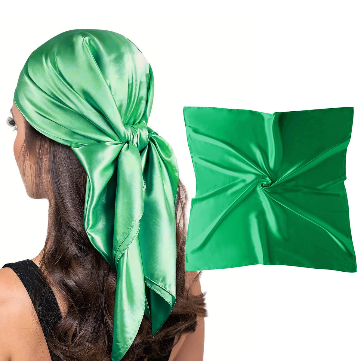 vimate 35" Square Silk Like Head Scarf - Women's Fashion Satin Scarf Bandana for Hair Wrapping at Night.