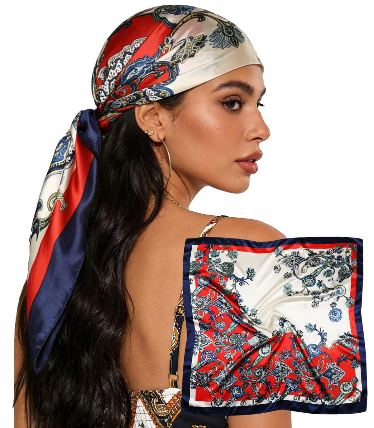 Sumolux Head Hair Scarf for Women 35" Like Satin Silk Hair Wrapping Bandana