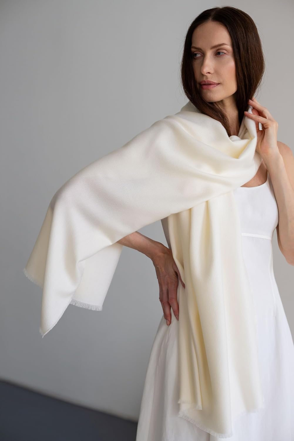 Italian Broad 70% Cashmere and 30% Silk Scarf Shawl Wrap Stole of Premium Quality Super Soft Made in Italy for Woman