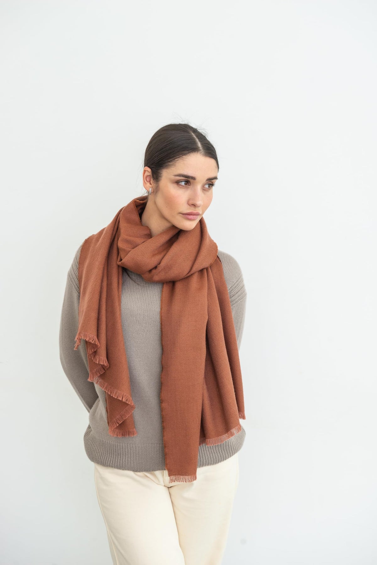 Italian Broad 70% Cashmere and 30% Silk Scarf Shawl Wrap Stole of Premium Quality Super Soft Made in Italy for Woman