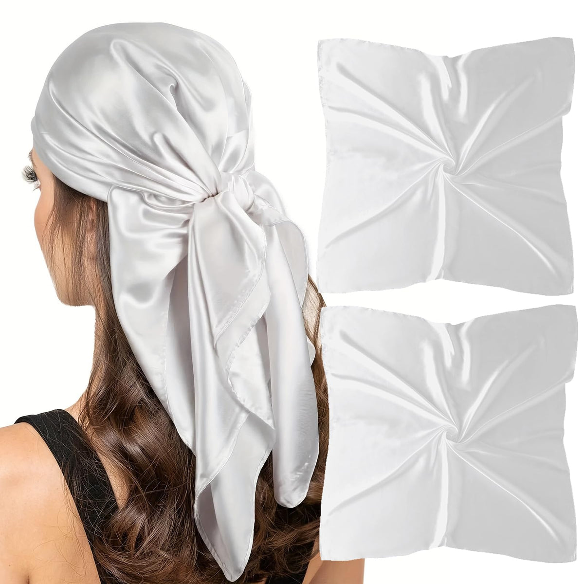 vimate 35" Square Silk Like Head Scarf - Women's Fashion Satin Scarf Bandana for Hair Wrapping at Night.