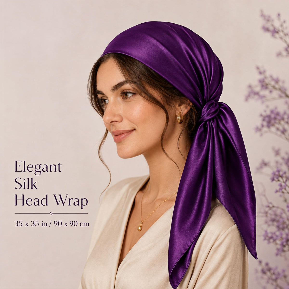 PoeticEHome 100% Mulberry Silk Head Scarf for Women, 35 x 35 Inch Square