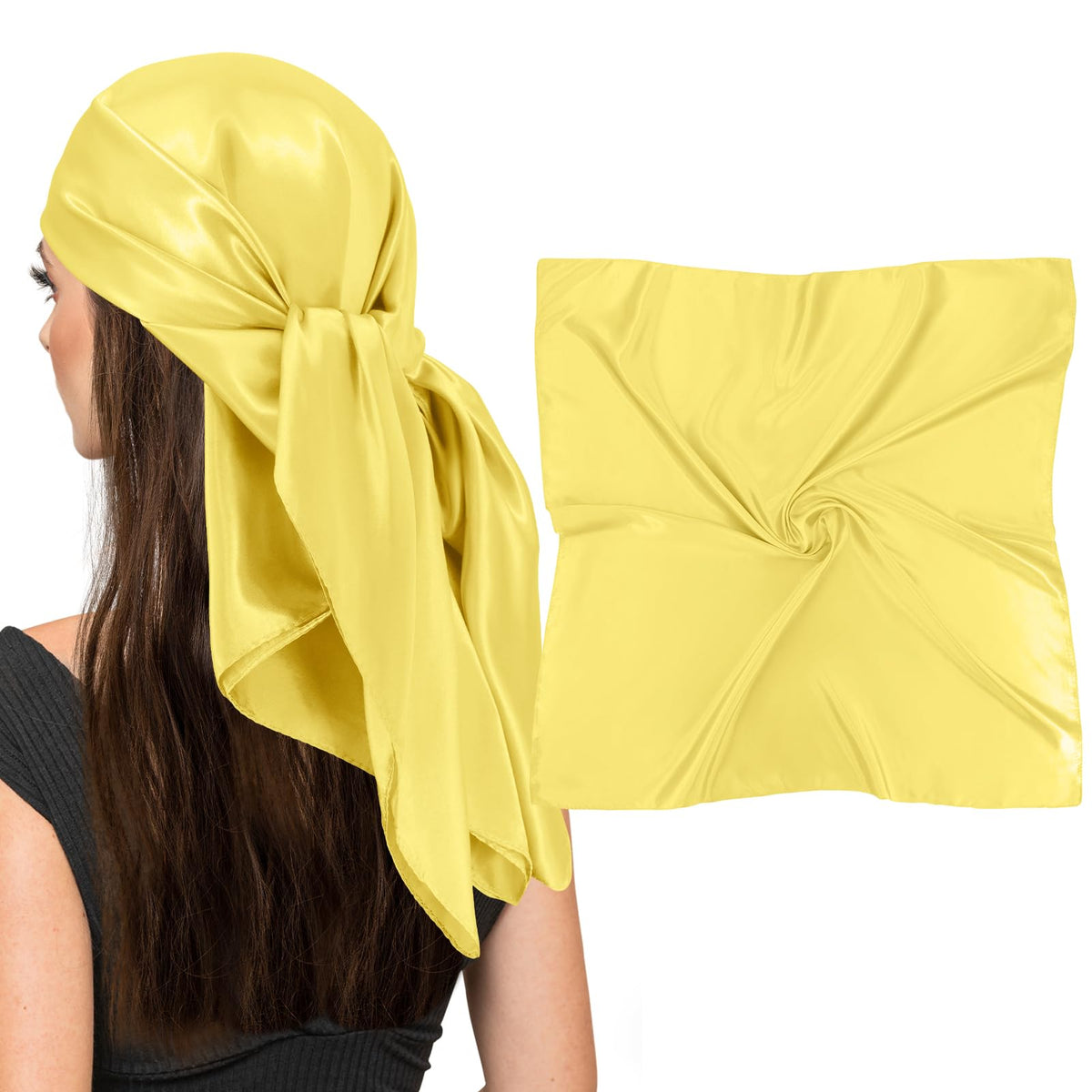 vimate 35" Square Silk Like Head Scarf - Women's Fashion Satin Scarf Bandana for Hair Wrapping at Night.
