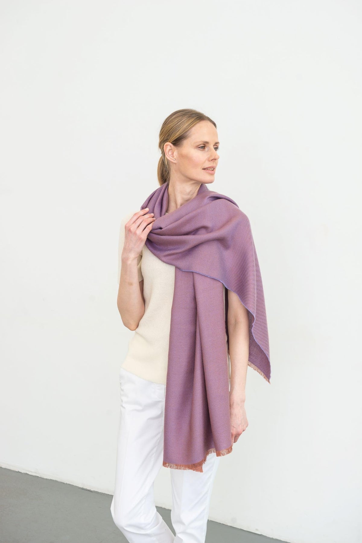 Italian Broad 70% Cashmere and 30% Silk Scarf Shawl Wrap Stole of Premium Quality Super Soft Made in Italy for Woman