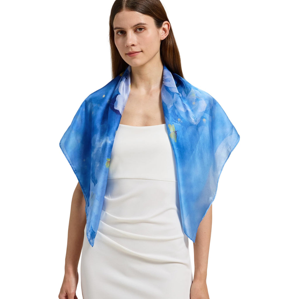 100% Mulberry Silk Head Scarf for Hair-Women's 35'' Square Silk Neck Scarf for Sleeping Wrap at Night