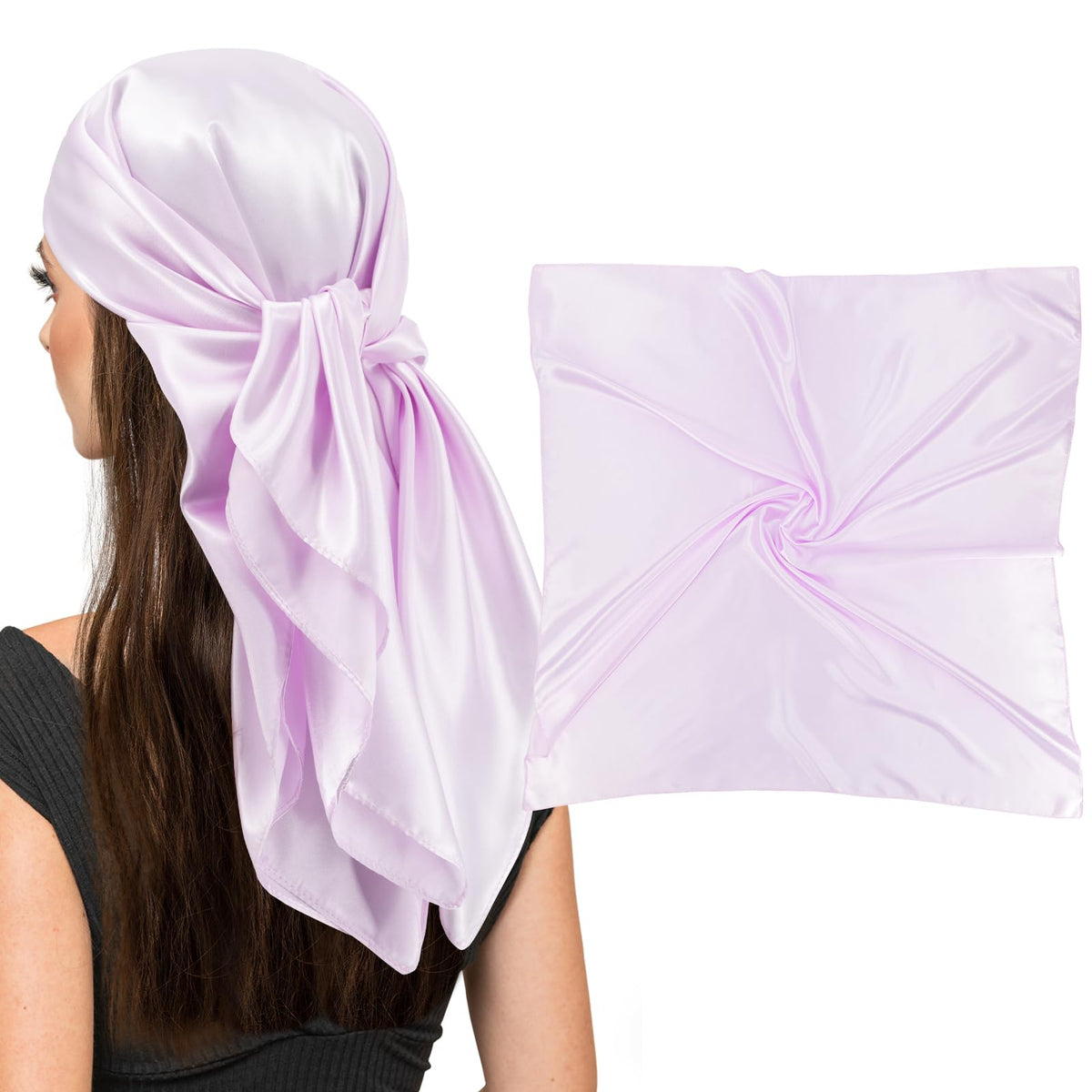 vimate 35" Square Silk Like Head Scarf - Women's Fashion Satin Scarf Bandana for Hair Wrapping at Night.