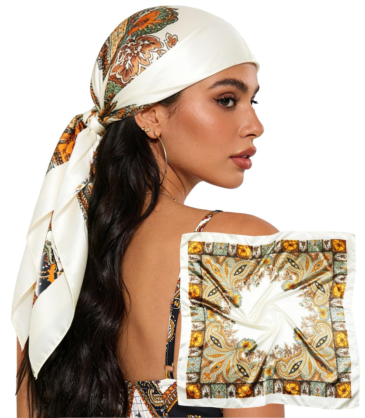 Sumolux Head Hair Scarf for Women 35" Like Satin Silk Hair Wrapping Bandana