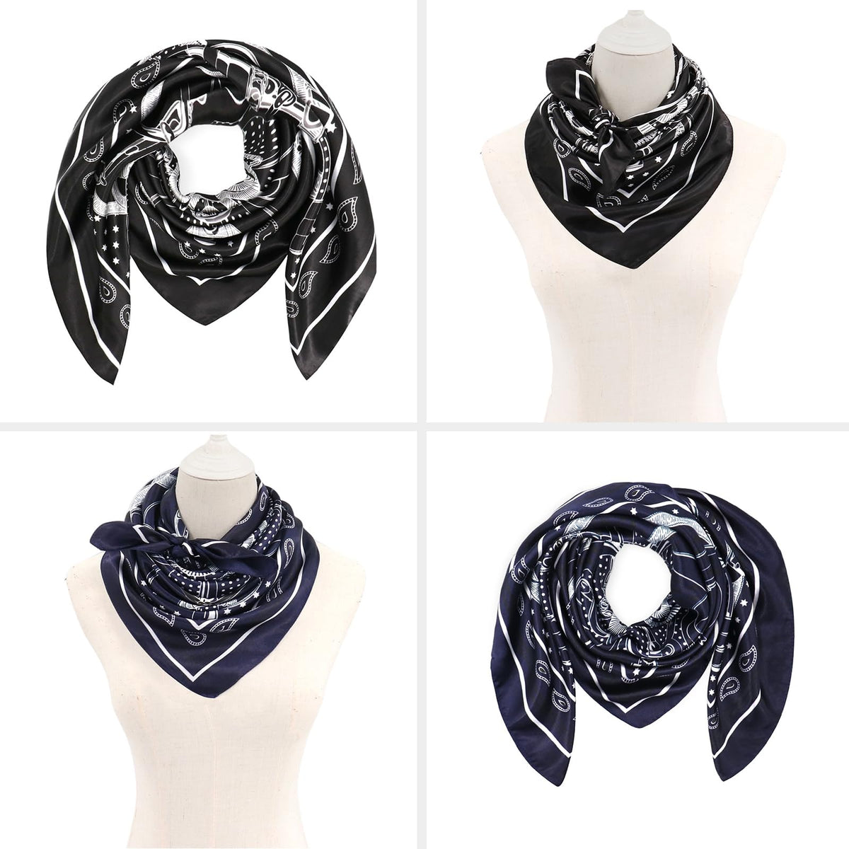 vimate 35" Square Silk Like Head Scarf - Women's Fashion Satin Scarf Bandana for Hair Wrapping at Night.