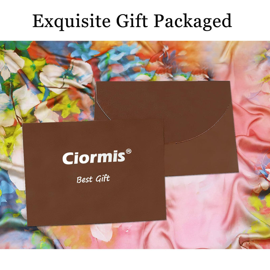 Ciormis 100% Mulberry Silk Scarf-Women's 21''/27''Square Silk Hair Head Scarf Neckerchief with Gift Packaged