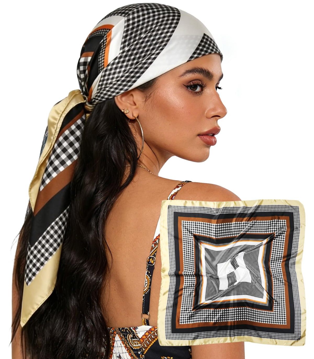 Sumolux Head Hair Scarf for Women 35" Like Satin Silk Hair Wrapping Bandana