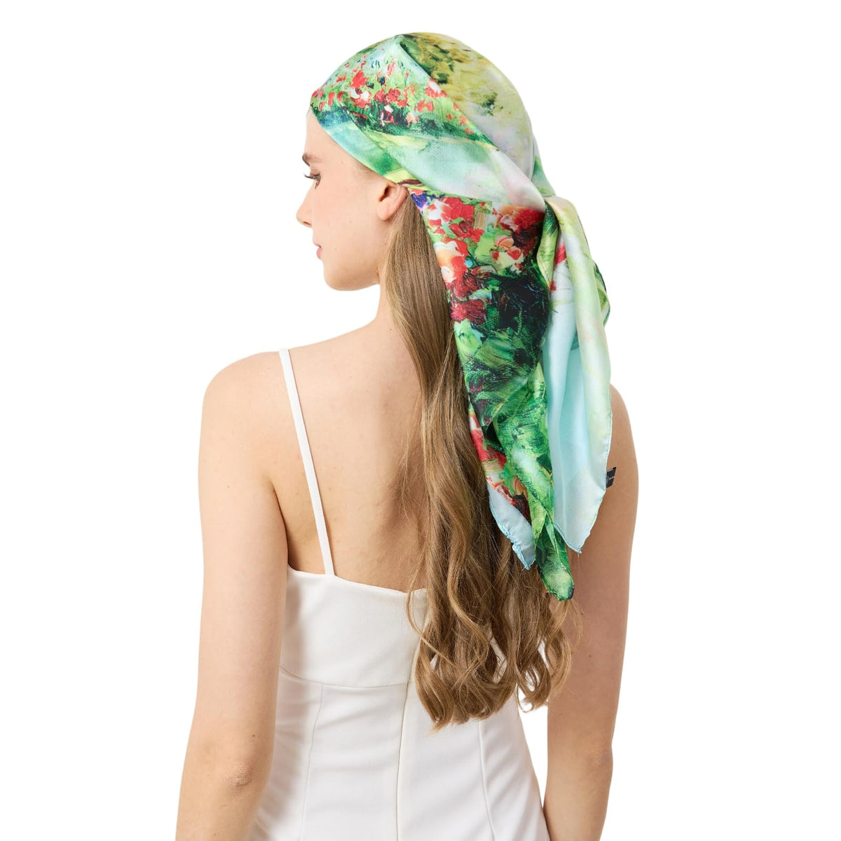 100% Mulberry Silk Head Scarf for Hair-Women's 35'' Square Silk Neck Scarf for Sleeping Wrap at Night