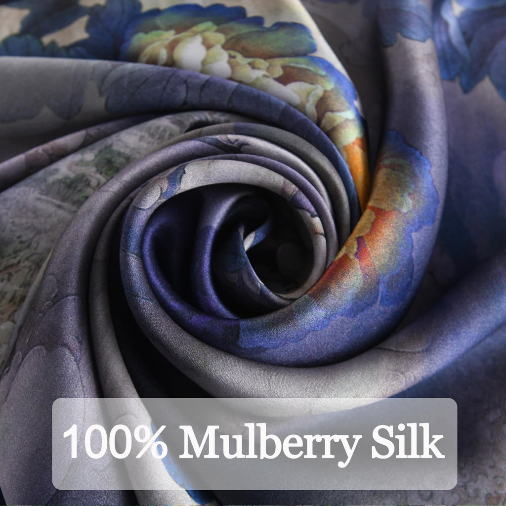 Ciormis 100% Mulberry Silk Scarf-Women's 21''/27''Square Silk Hair Head Scarf Neckerchief with Gift Packaged