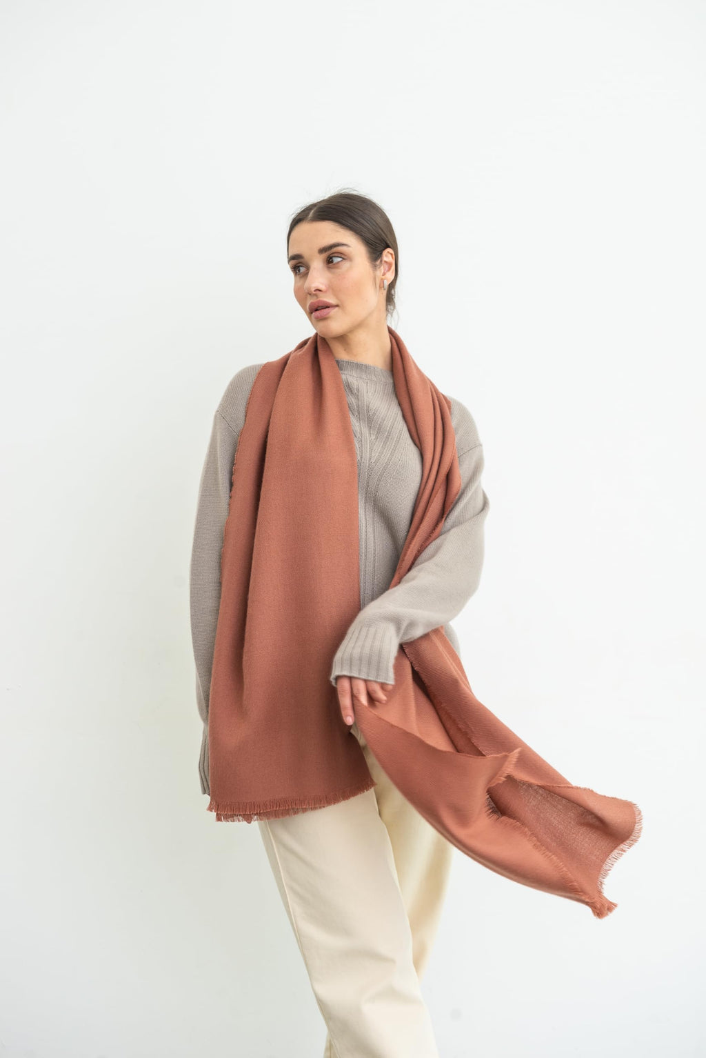 Italian Broad 70% Cashmere and 30% Silk Scarf Shawl Wrap Stole of Premium Quality Super Soft Made in Italy for Woman