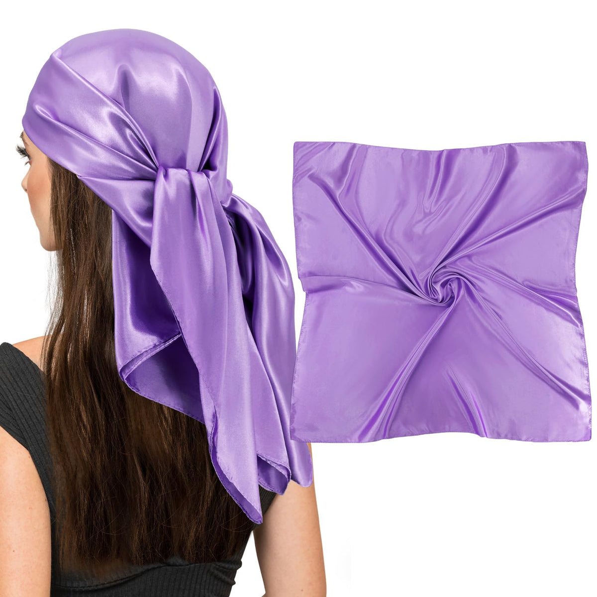 vimate 35" Square Silk Like Head Scarf - Women's Fashion Satin Scarf Bandana for Hair Wrapping at Night.