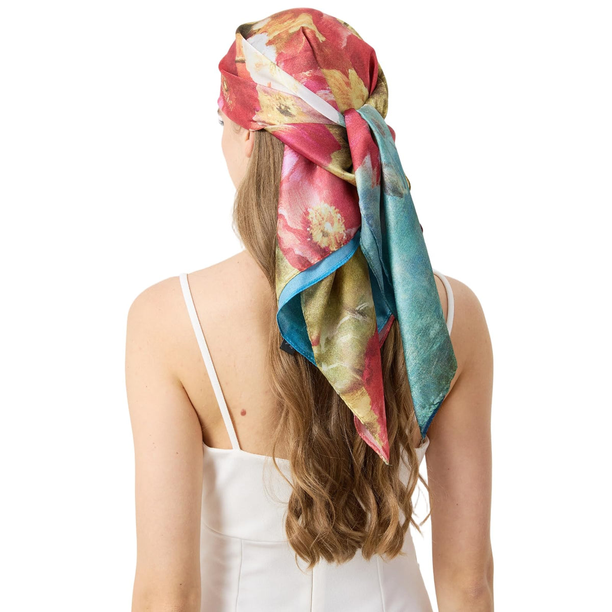 100% Mulberry Silk Head Scarf for Hair-Women's 35'' Square Silk Neck Scarf for Sleeping Wrap at Night