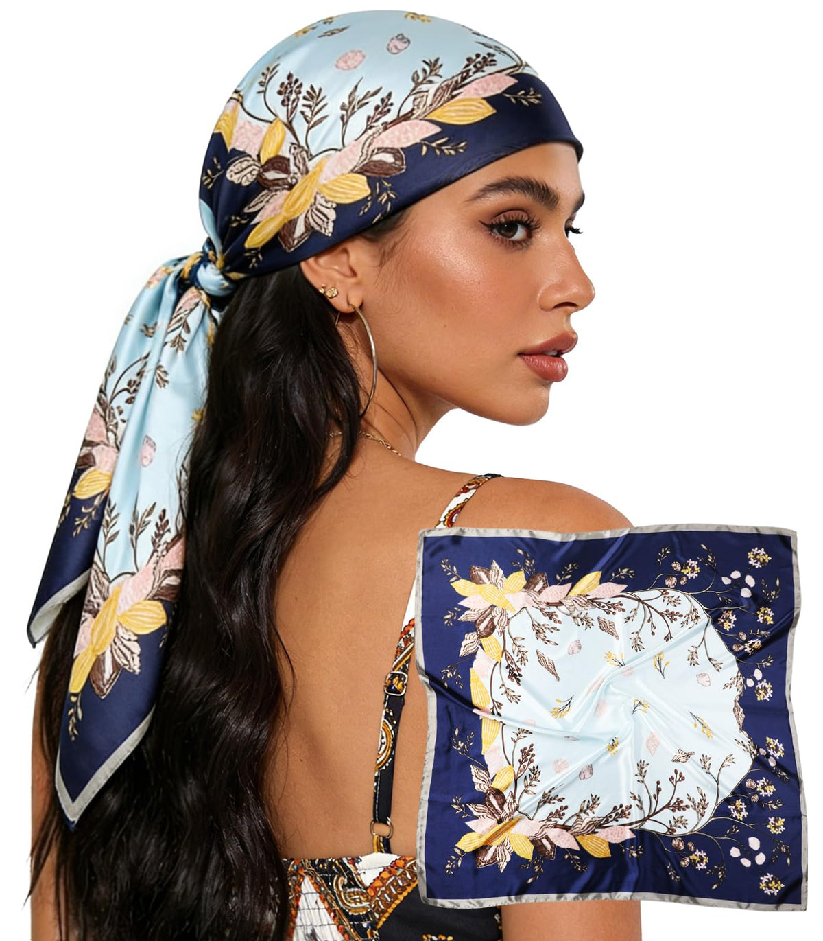 Sumolux Head Hair Scarf for Women 35" Like Satin Silk Hair Wrapping Bandana