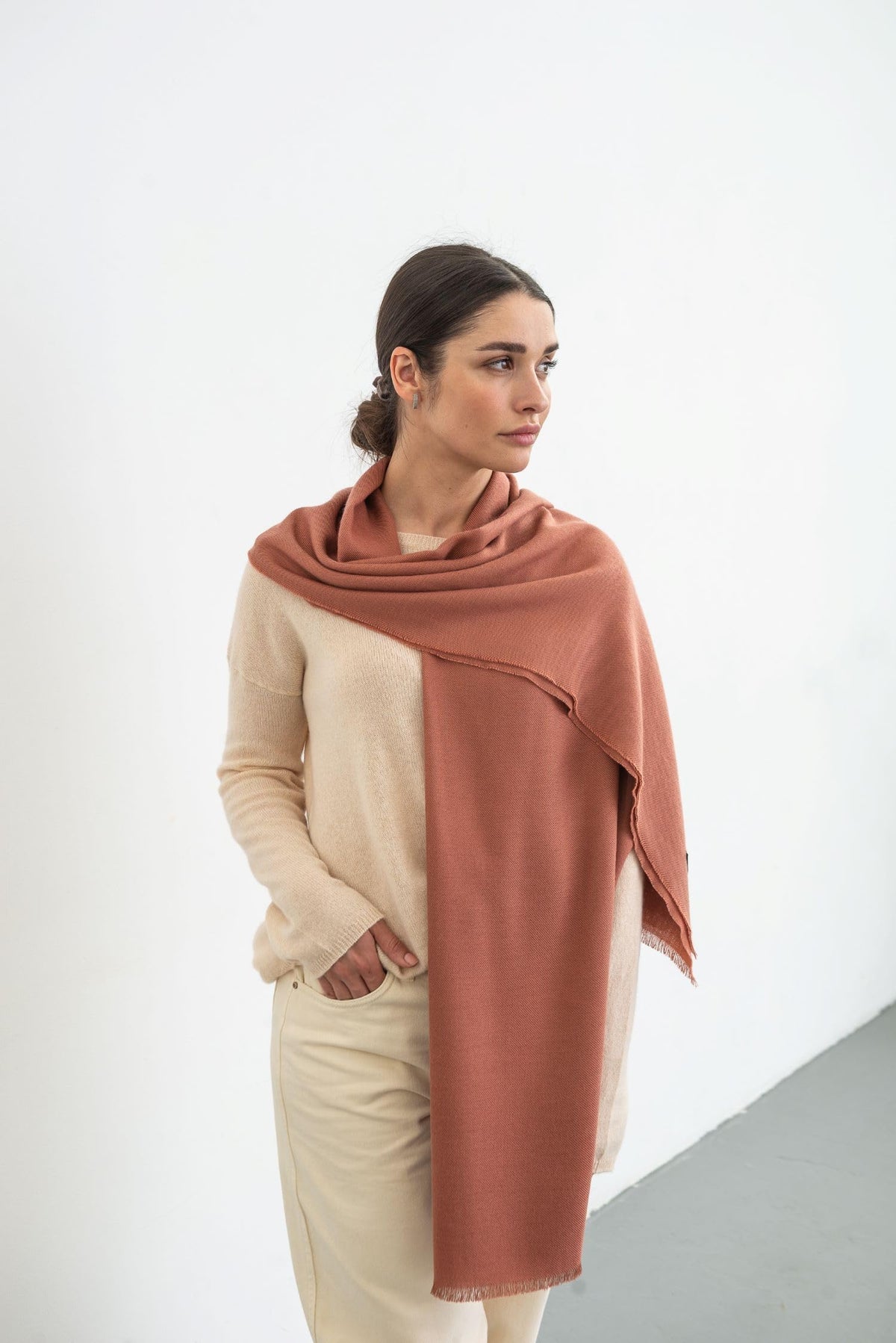 Italian Broad 70% Cashmere and 30% Silk Scarf Shawl Wrap Stole of Premium Quality Super Soft Made in Italy for Woman