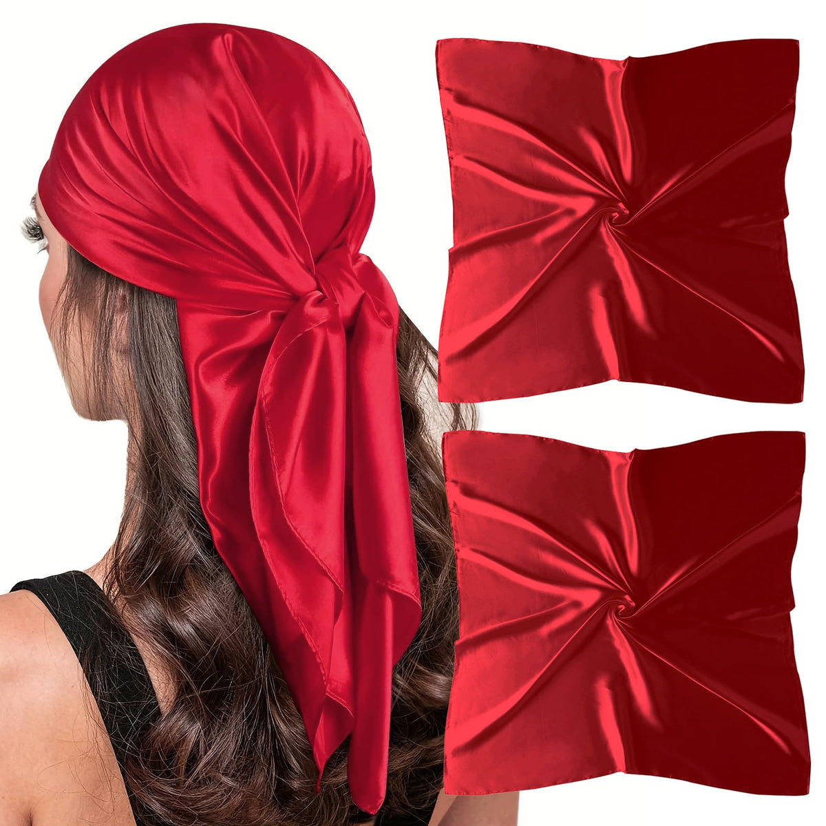 vimate 35" Square Silk Like Head Scarf - Women's Fashion Satin Scarf Bandana for Hair Wrapping at Night.