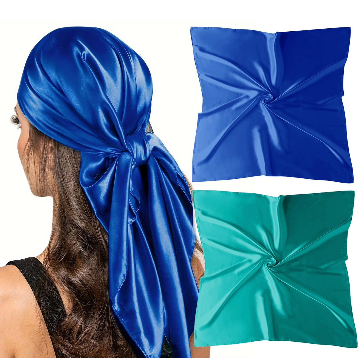 vimate 35" Square Silk Like Head Scarf - Women's Fashion Satin Scarf Bandana for Hair Wrapping at Night.