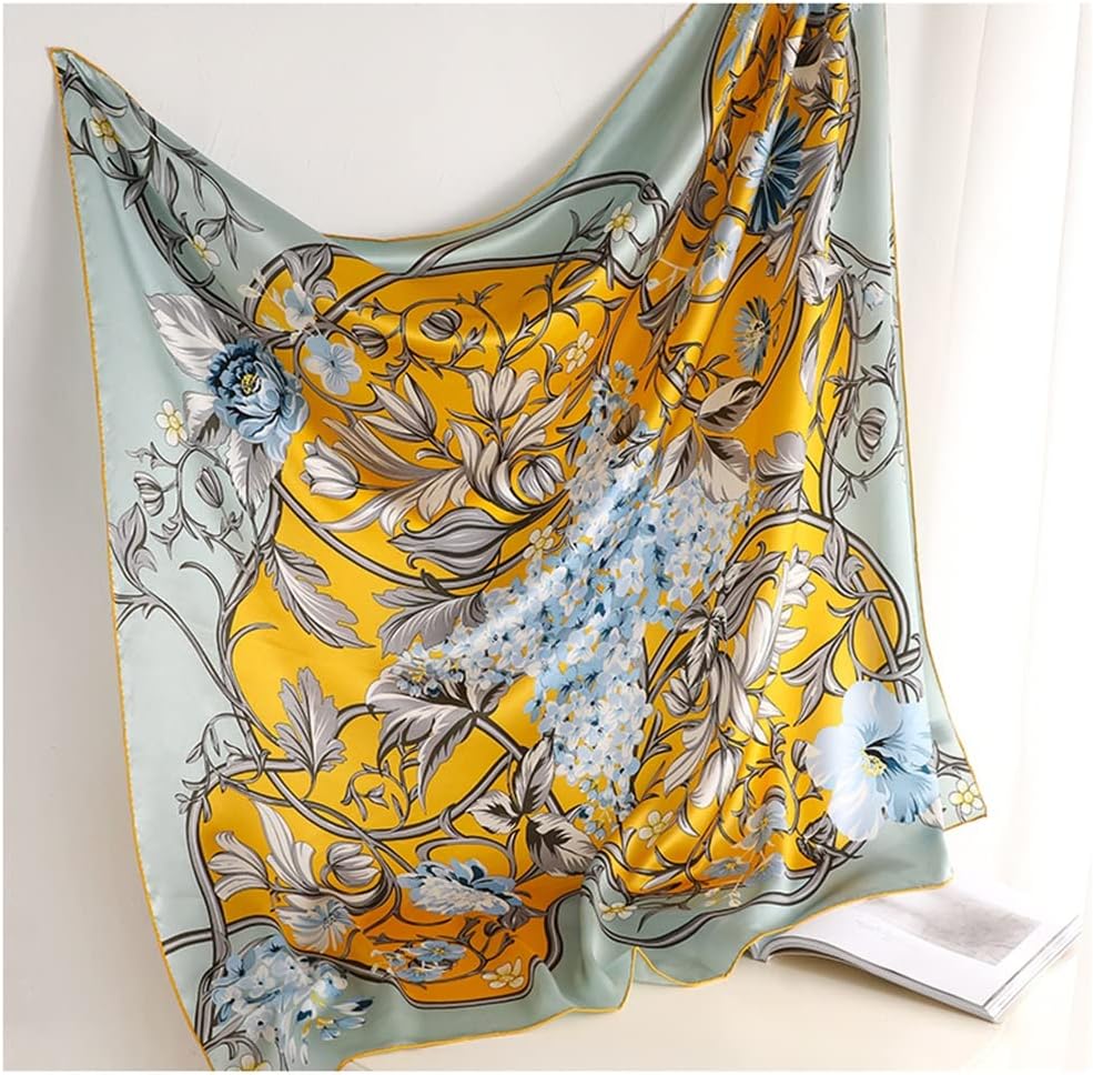 Green Large‑Square Silk Shawl Scarf